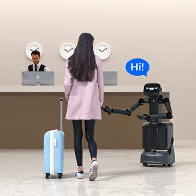FlashBot Arm resepsiyonda misafiri karşılıyor
