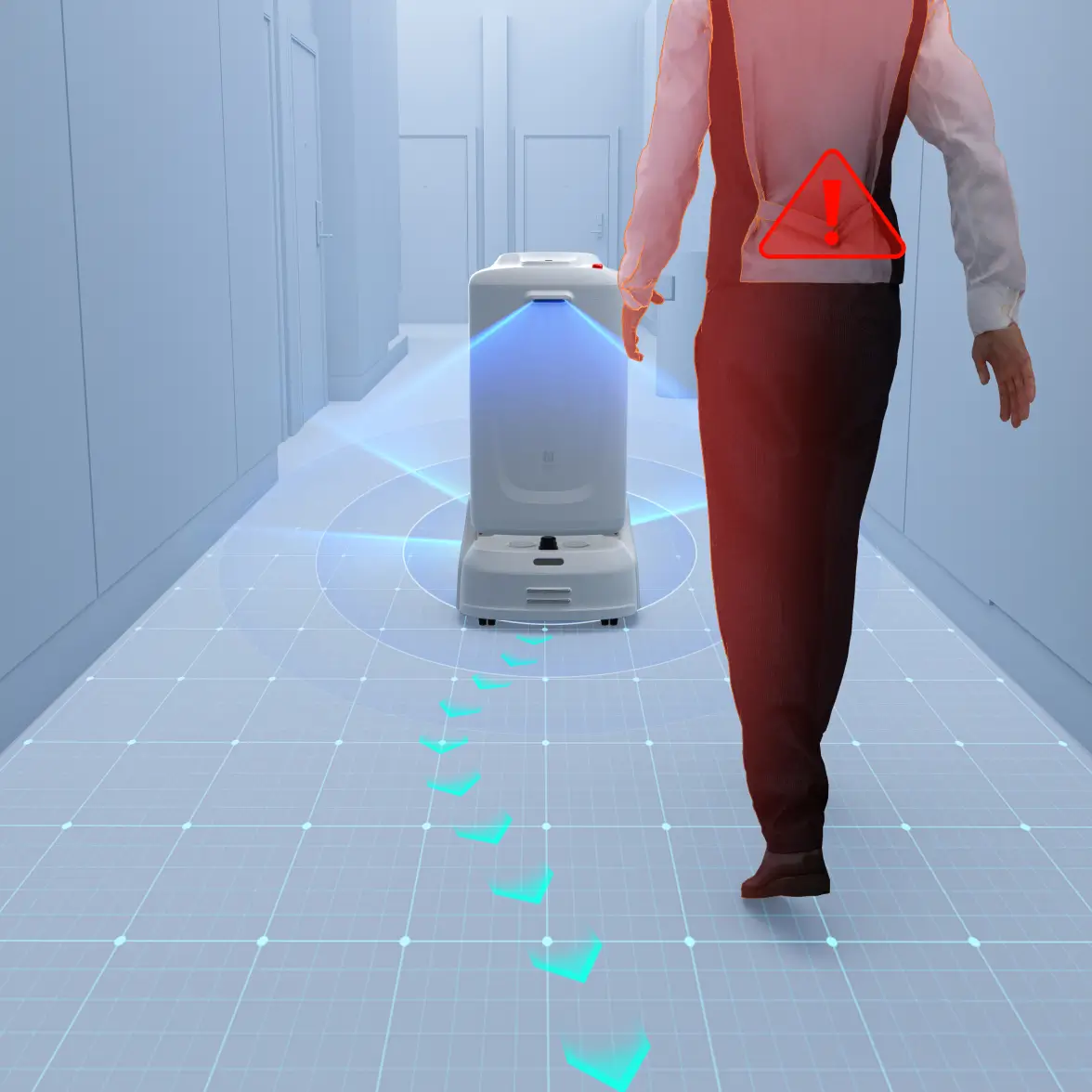 FlashBot Max'in önündeki yayayı algılaması