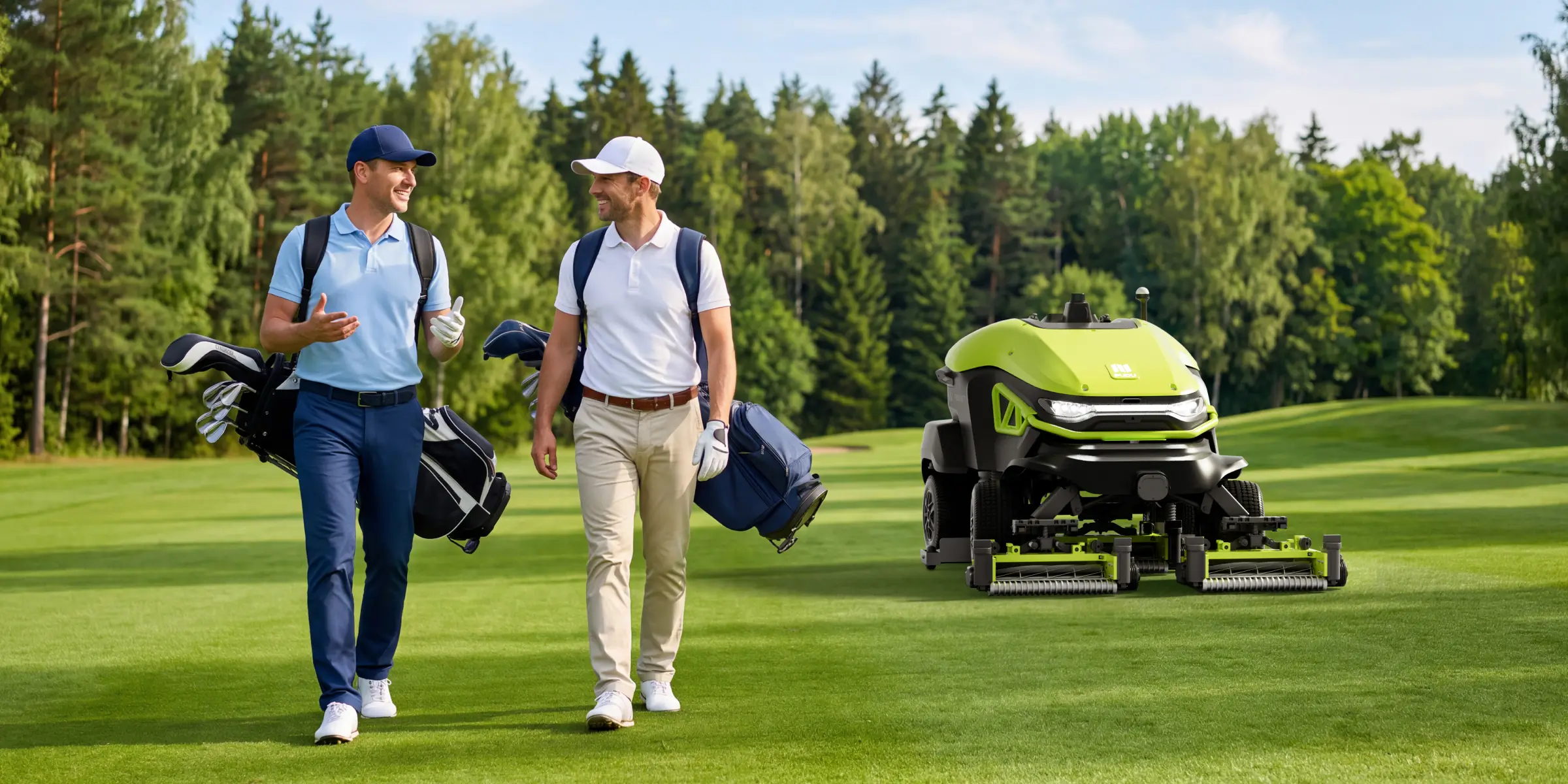 Golf sahasında oyuncuların yanında sessizce biçen GT7