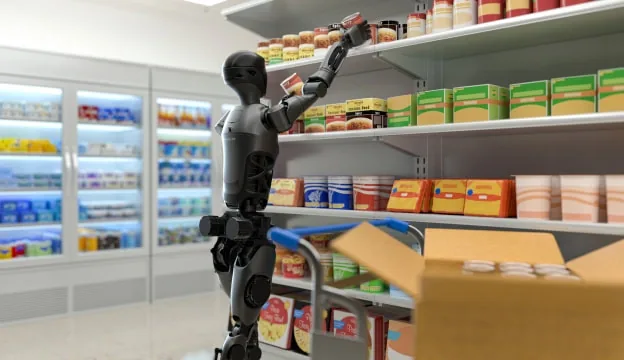PUDU D9 market rafına ürün yerleştiriyor