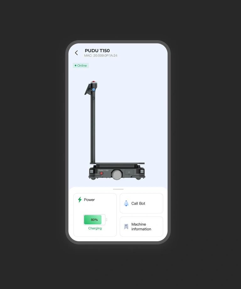 PUDU Link uygulamasında T150 ekranı